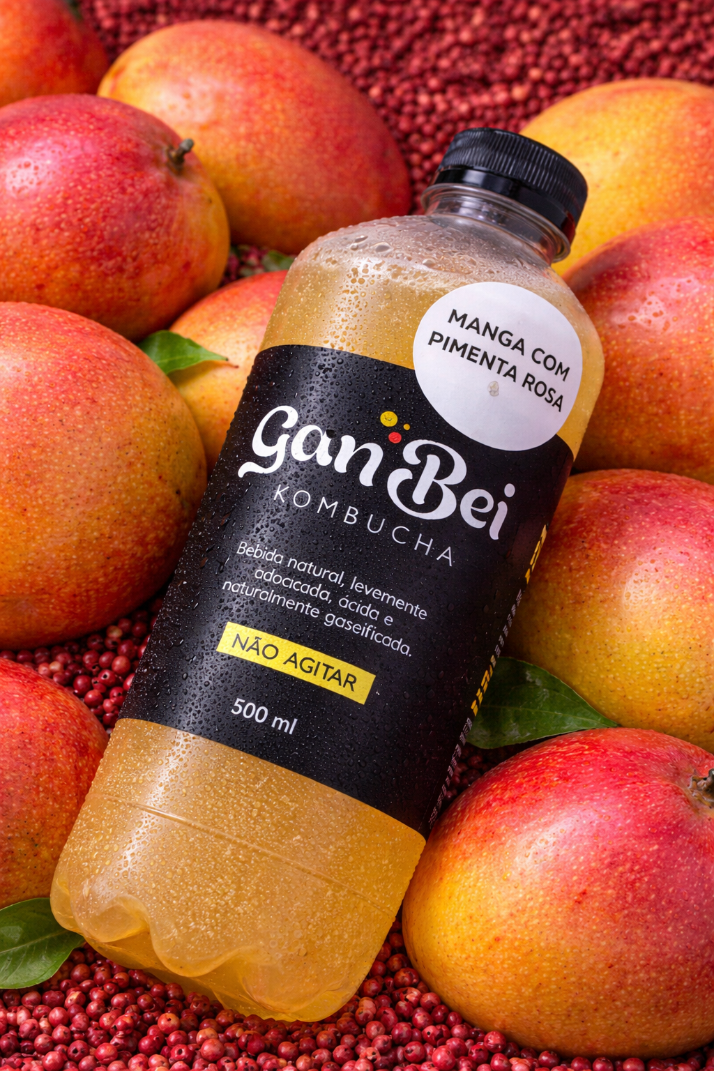 Kombucha GanBei Manga com Pimenta Rosa - 500ml