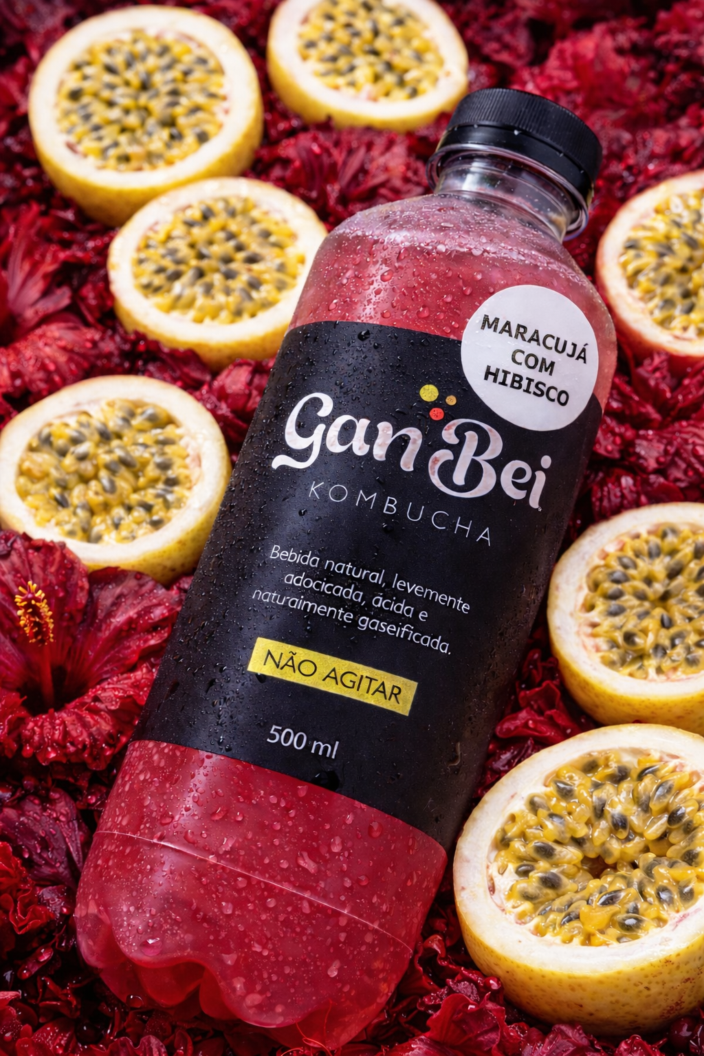 Kombucha GanBei Maracujá com Hibisco - 500ml