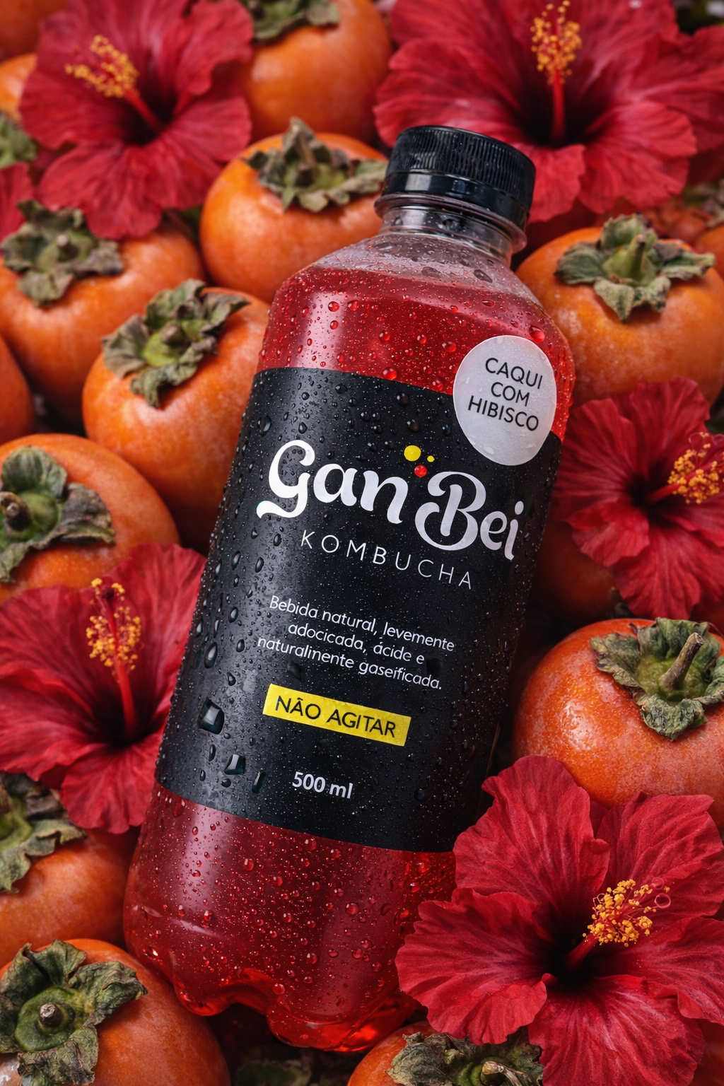 Kombucha Ganbei Caqui com Hibisco - 500ml