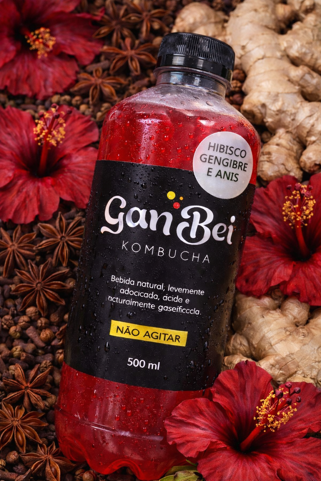 Kombucha GanBei Hibisco, Gengibre e Anis
