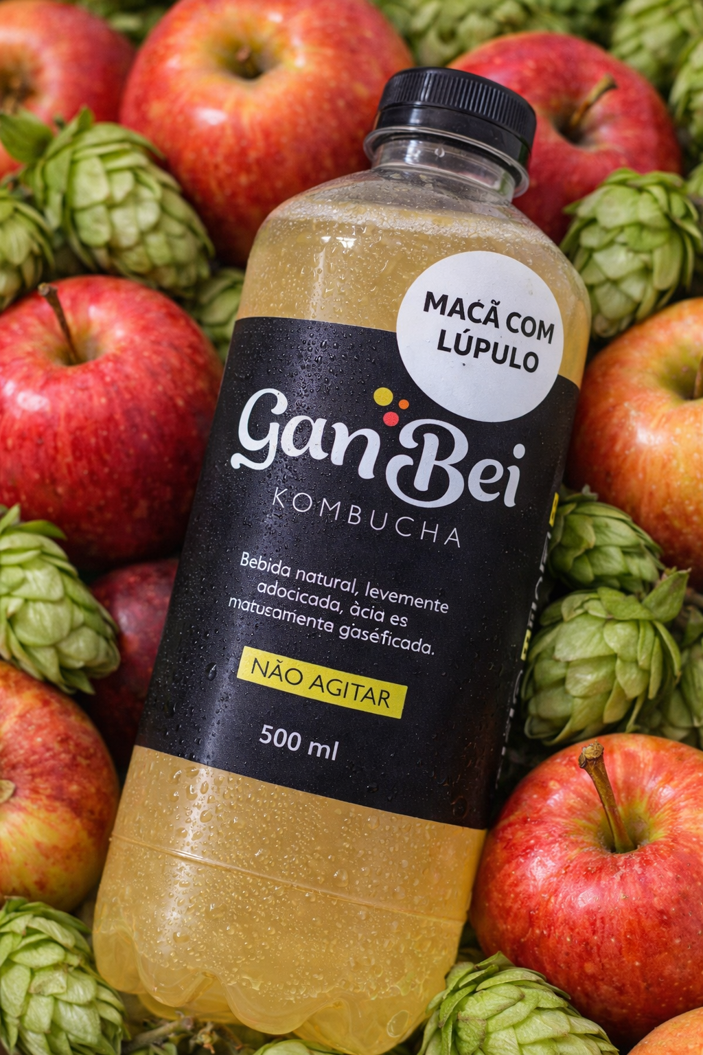 Kombucha GanBei Maça com Lúpulo - 500ml