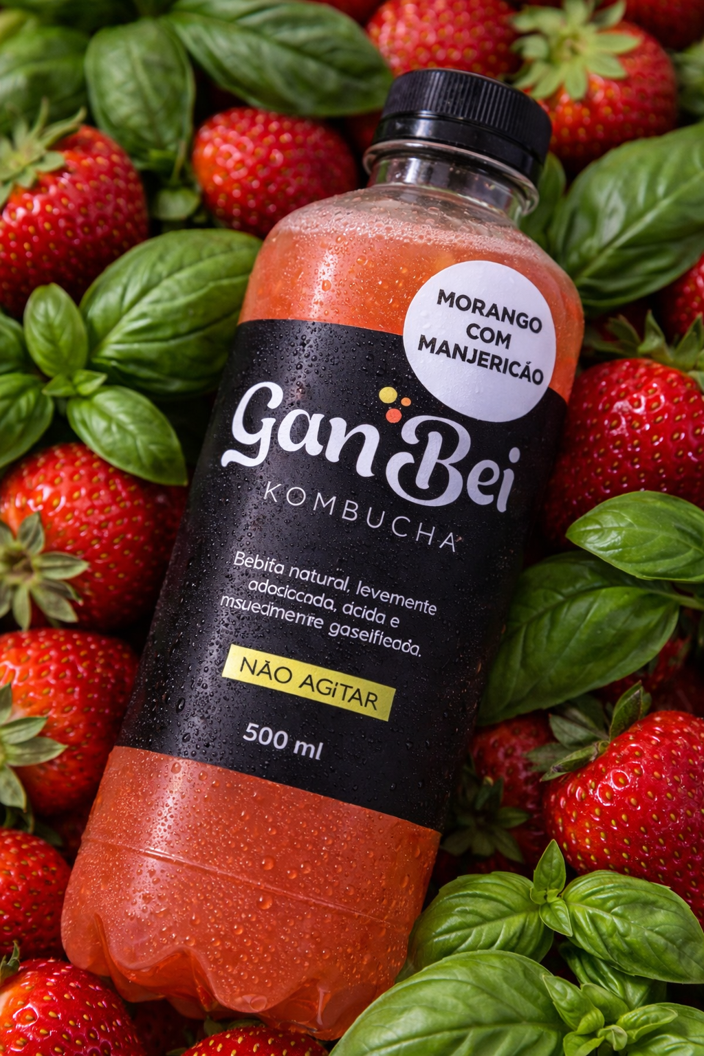 Kombucha GanBei Morango com Manjericão