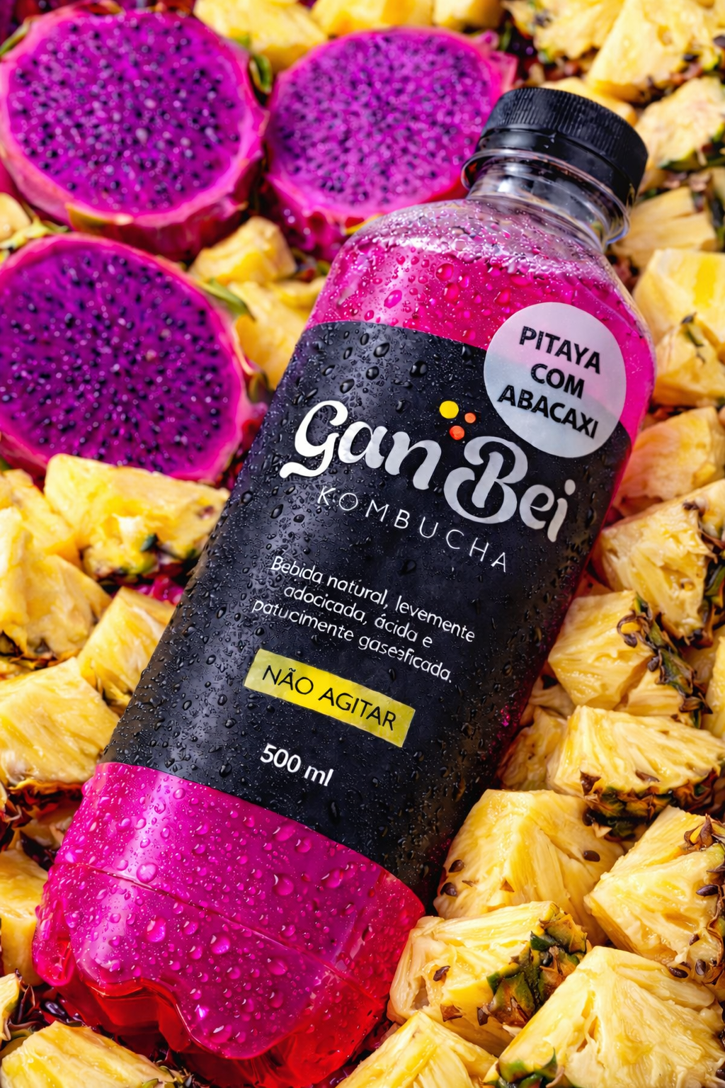 Kombucha GanBei Pitaya com Abacaxi