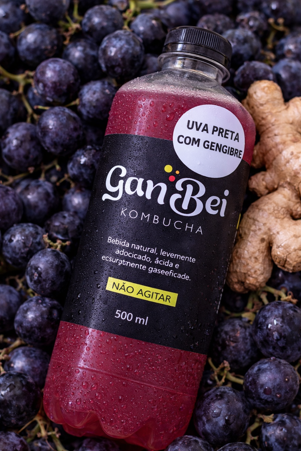 Kombucha GanBei Uva Preta com Gengibre - 500ml