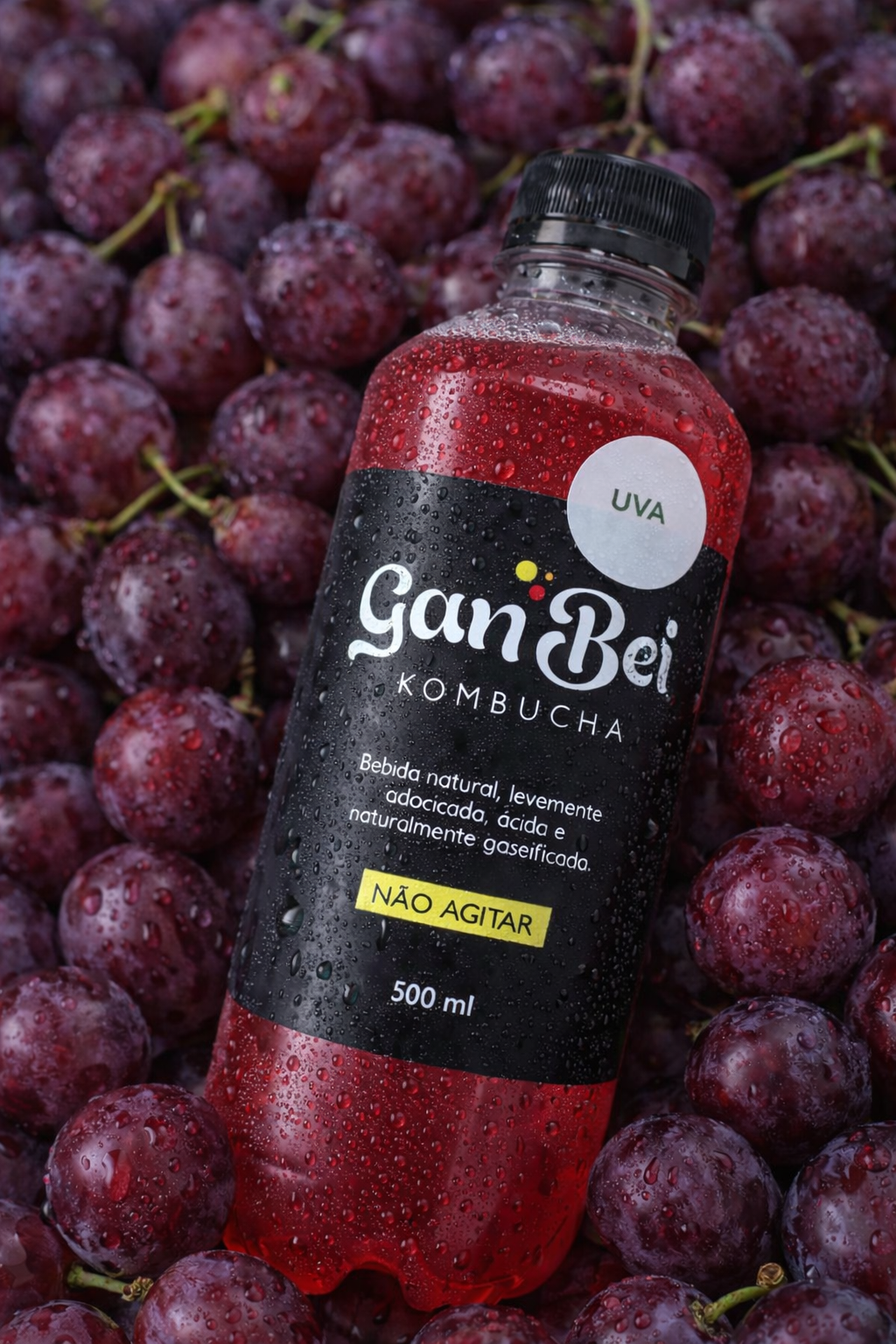 Kombucha GanBei Uva Rosa com Gengibre - 500ml